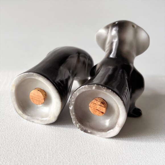 Vintage Dachshund Wiener Dog Salt Pepper Shaker Gray Ceramic Retro MCM Set Japan - Picture 4 of 9